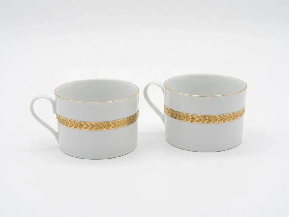 Vintage Retroneu Imperial Gold Porcelain Tea Cups Set of 2 22K Gold Band China